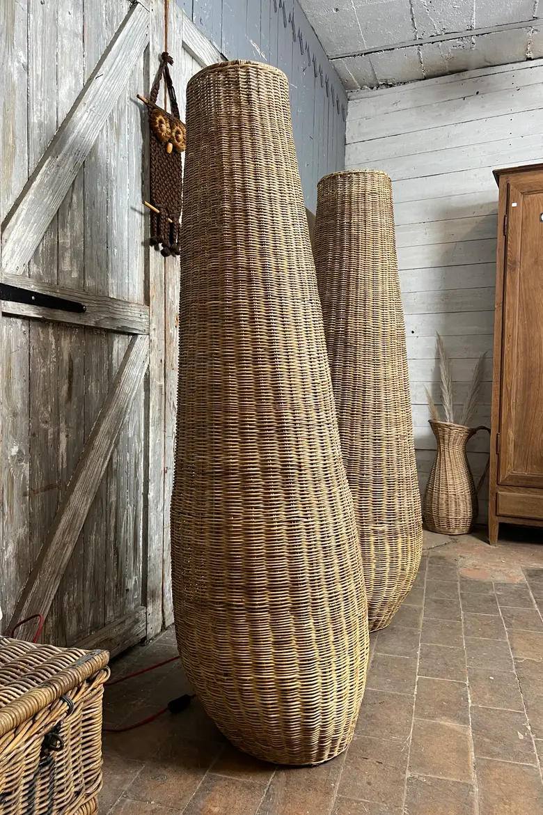Lampadaire en osier années 60