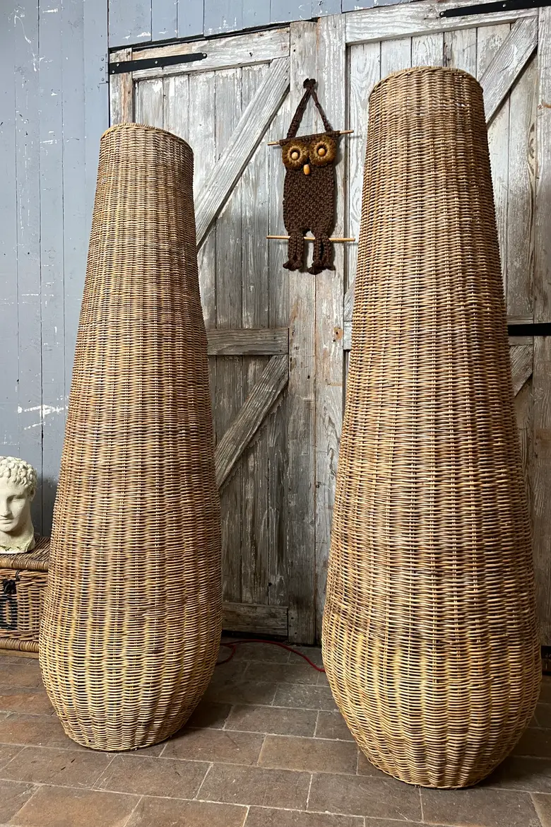 Lampadaire en osier années 60