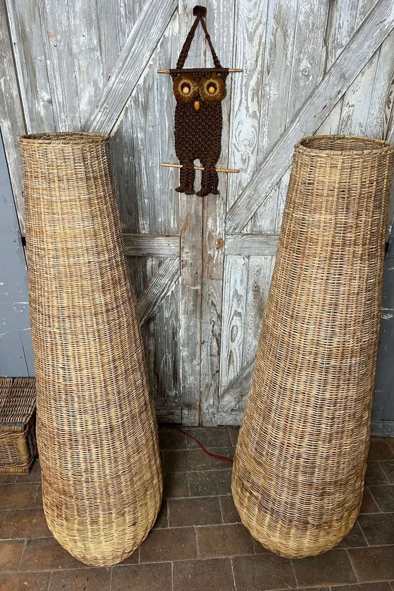 Lampadaire en osier années 60