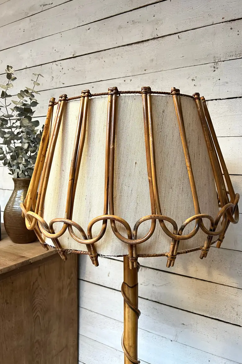 Lampadaire vintage en bambou 1960