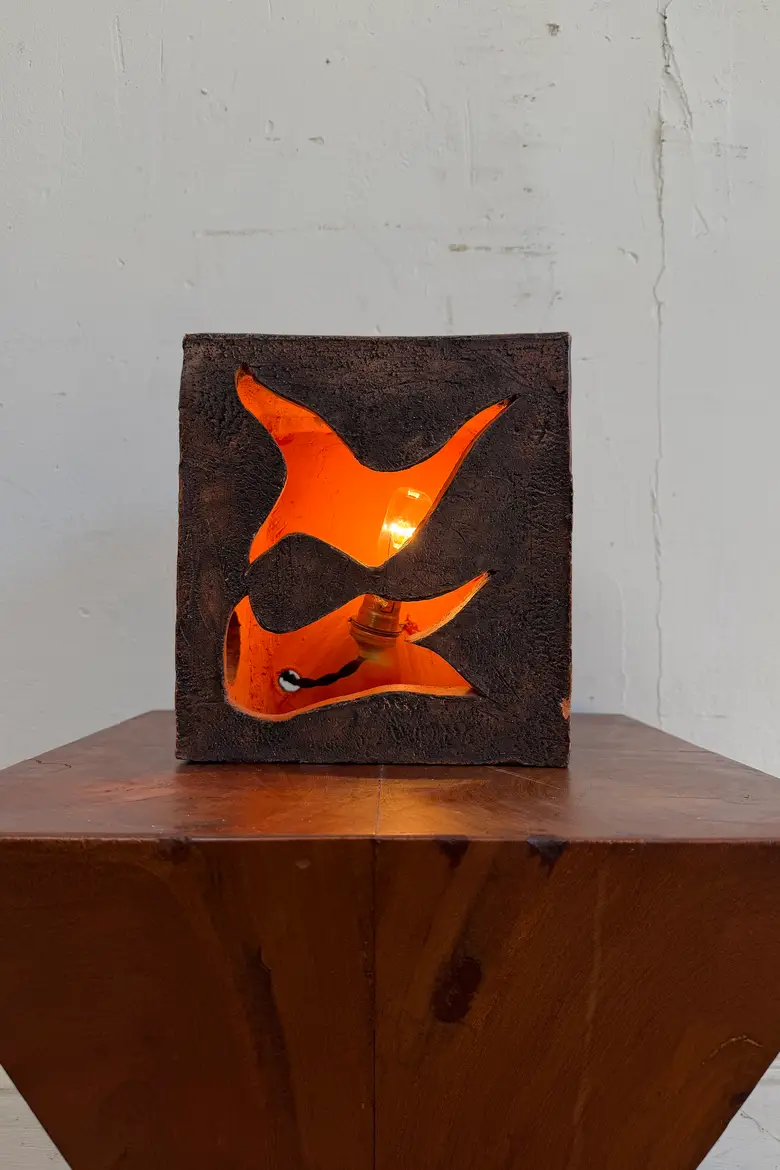 Lampe en terre cuite années 70 Roche Bobois