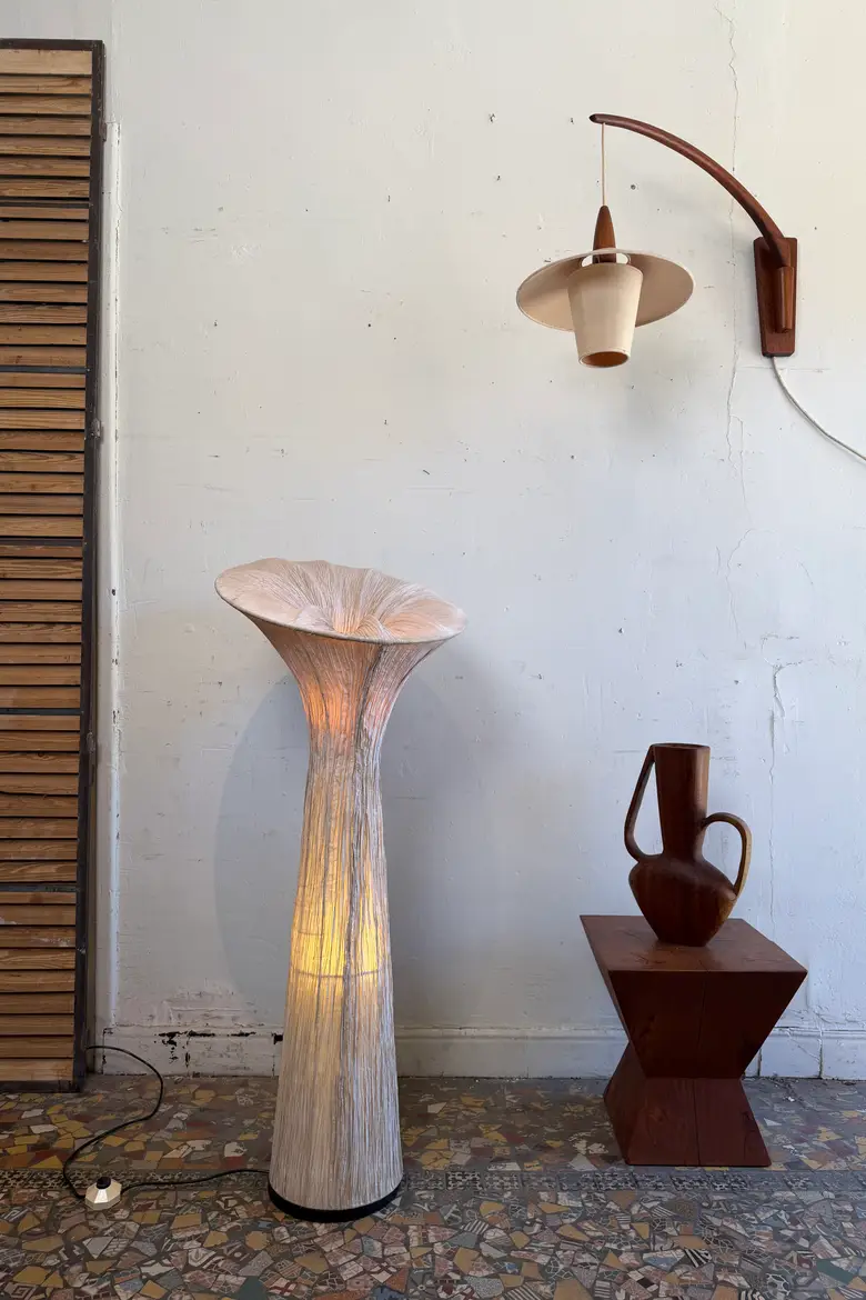 Lampe sculpture vintage en soie