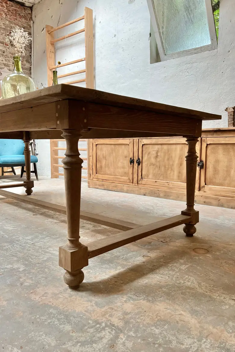 Large table d’atelier en chêne Début XXème