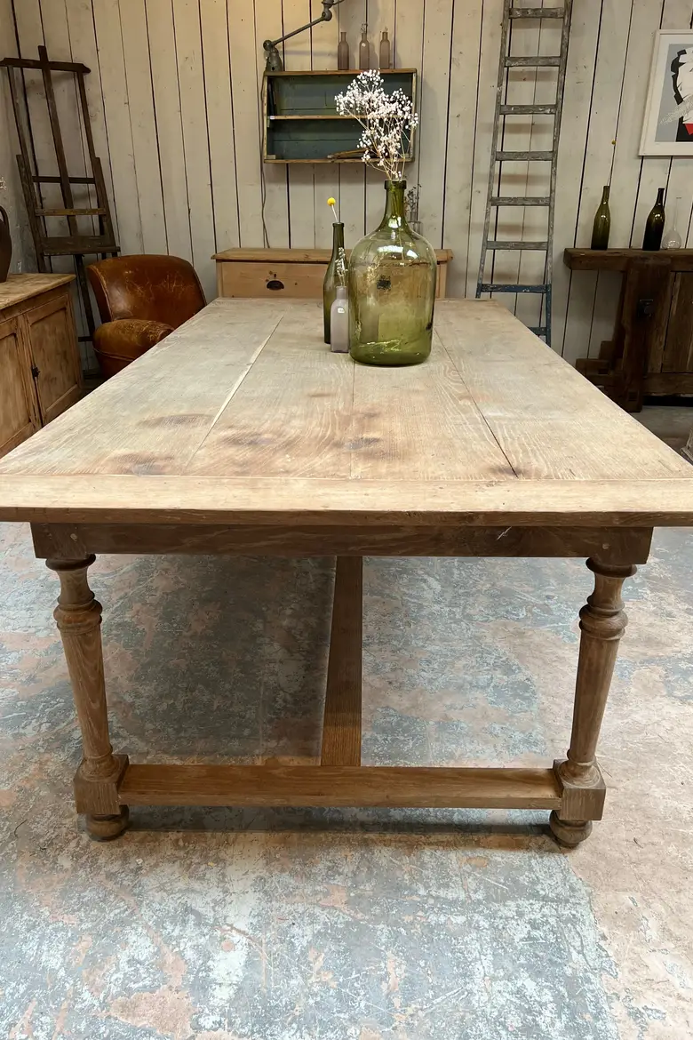 Large table d’atelier en chêne Début XXème