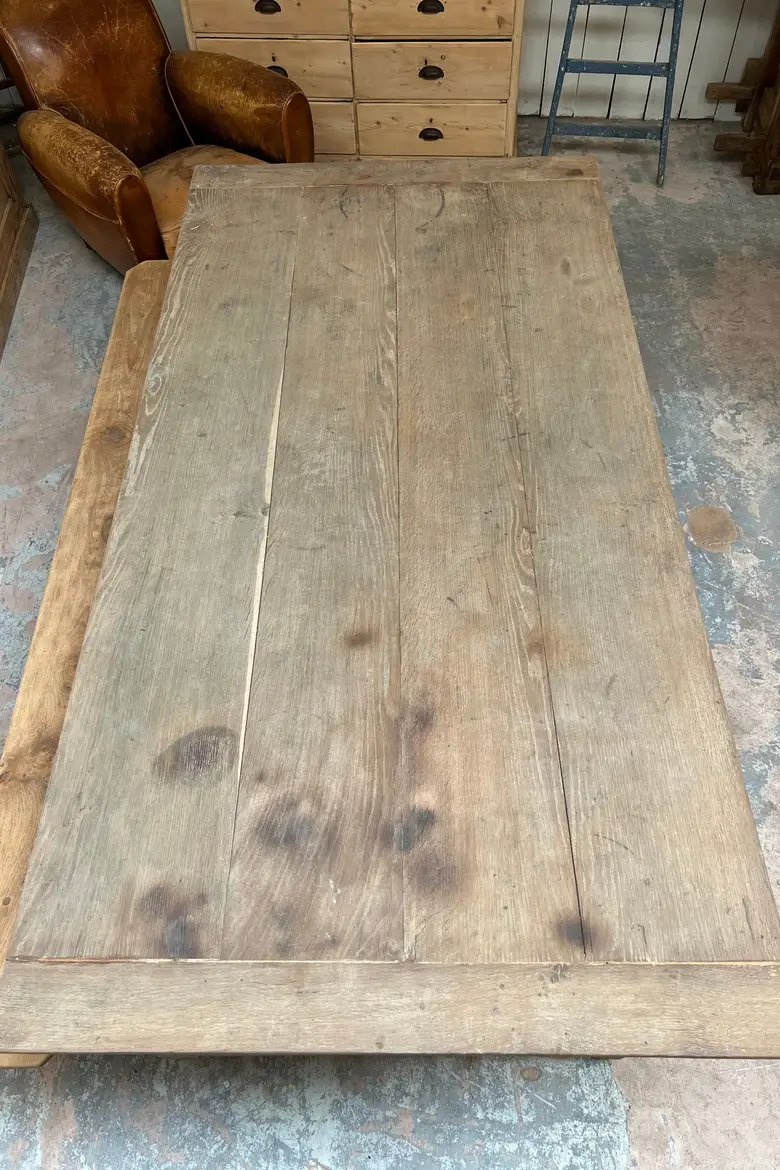 Large table d’atelier en chêne Début XXème