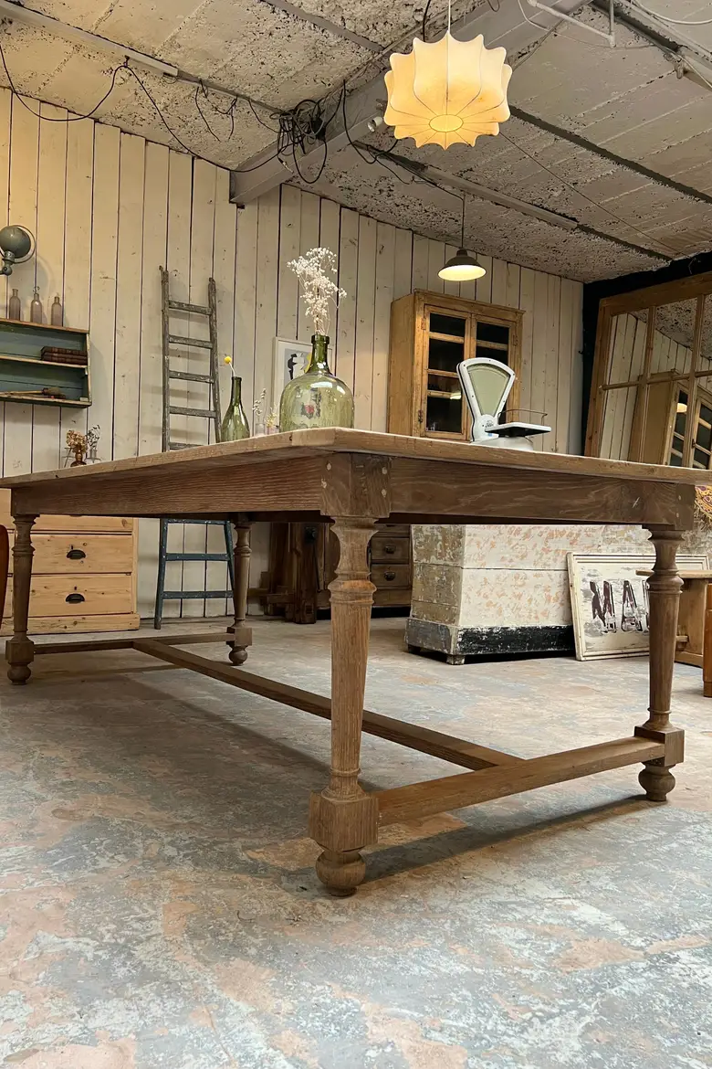 Large table d’atelier en chêne Début XXème