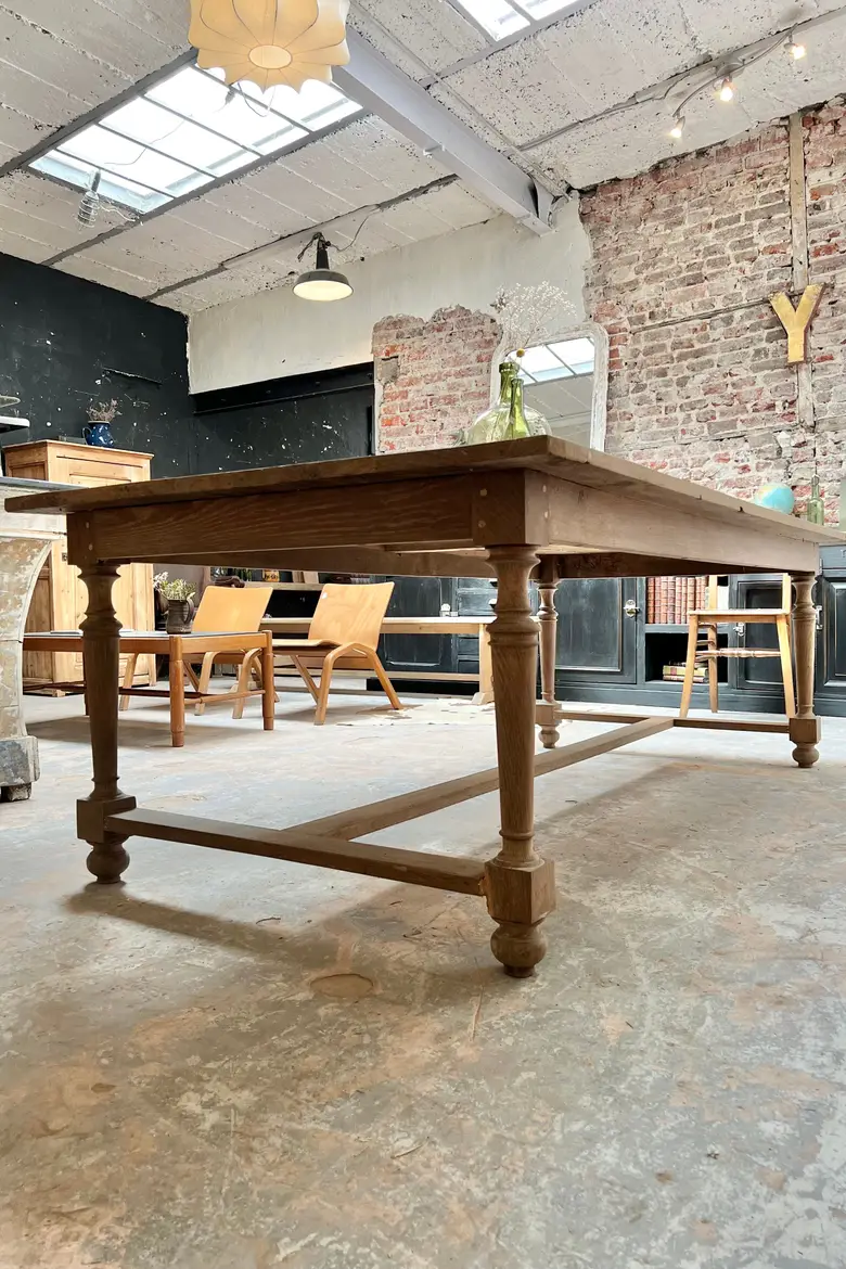 Large table d’atelier en chêne Début XXème