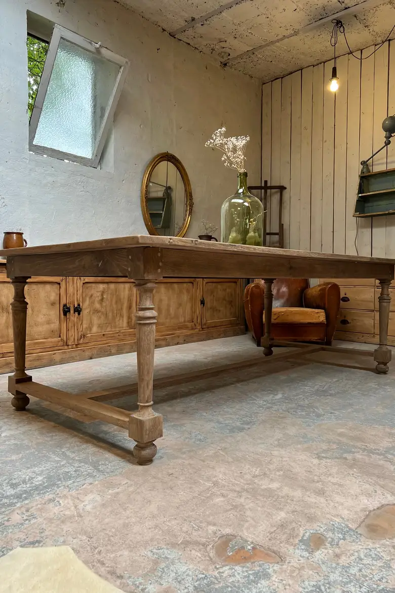 Large table d’atelier en chêne Début XXème