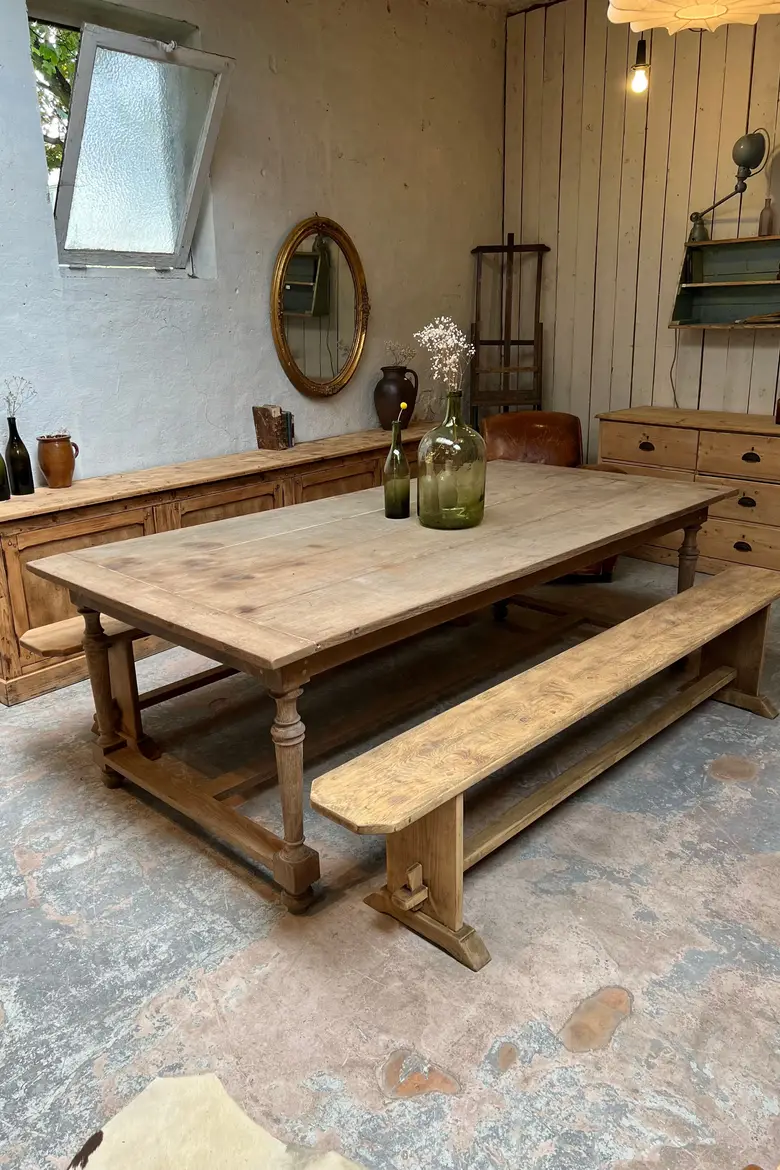 Large table d’atelier en chêne Début XXème