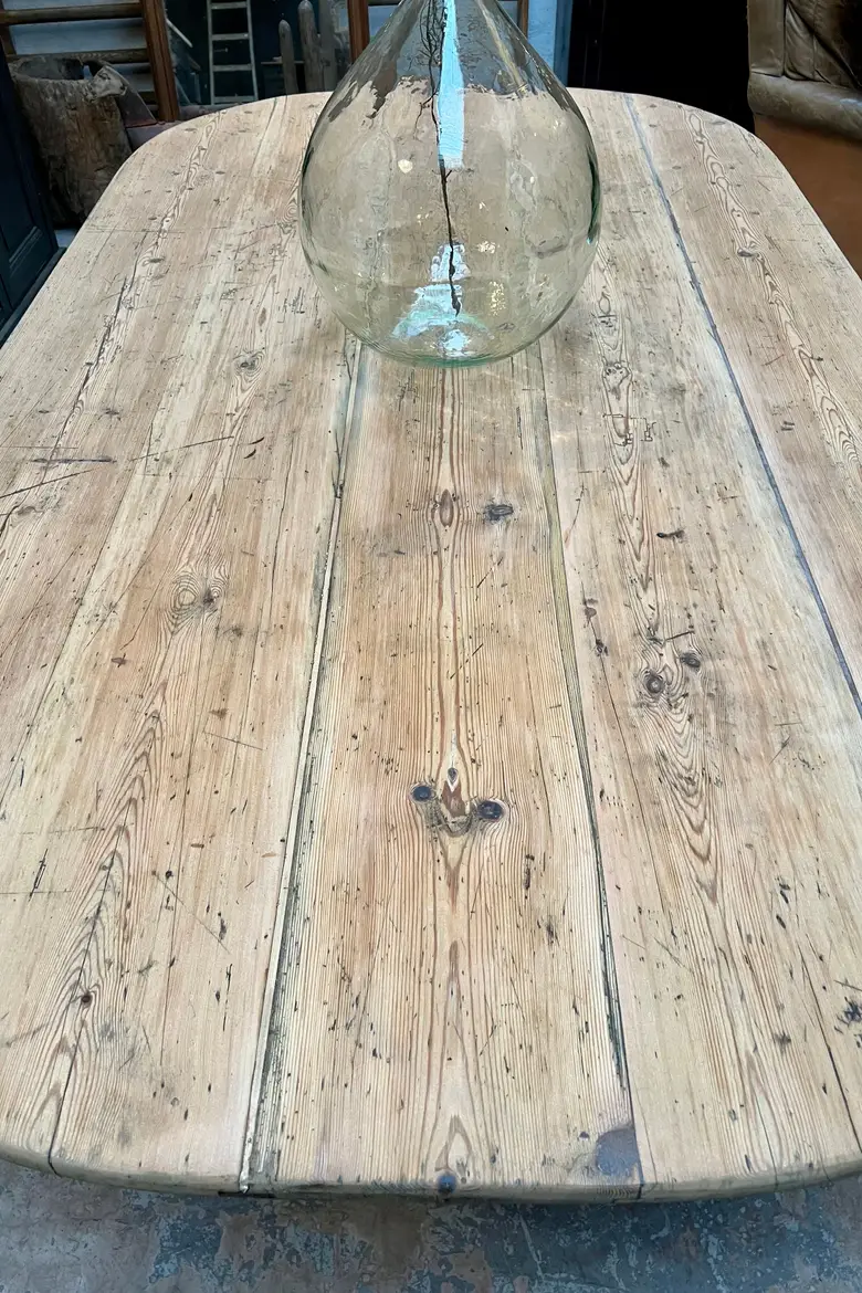 Large table ovale ancienne en sapin Début XXème