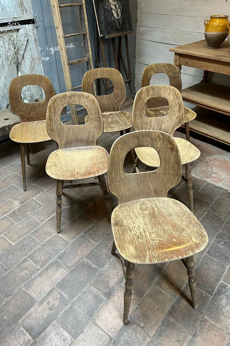 Lot de 6 chaises de bistrot Baumann Années 60