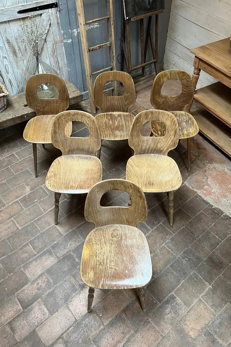 Lot de 6 chaises de bistrot Baumann Années 60