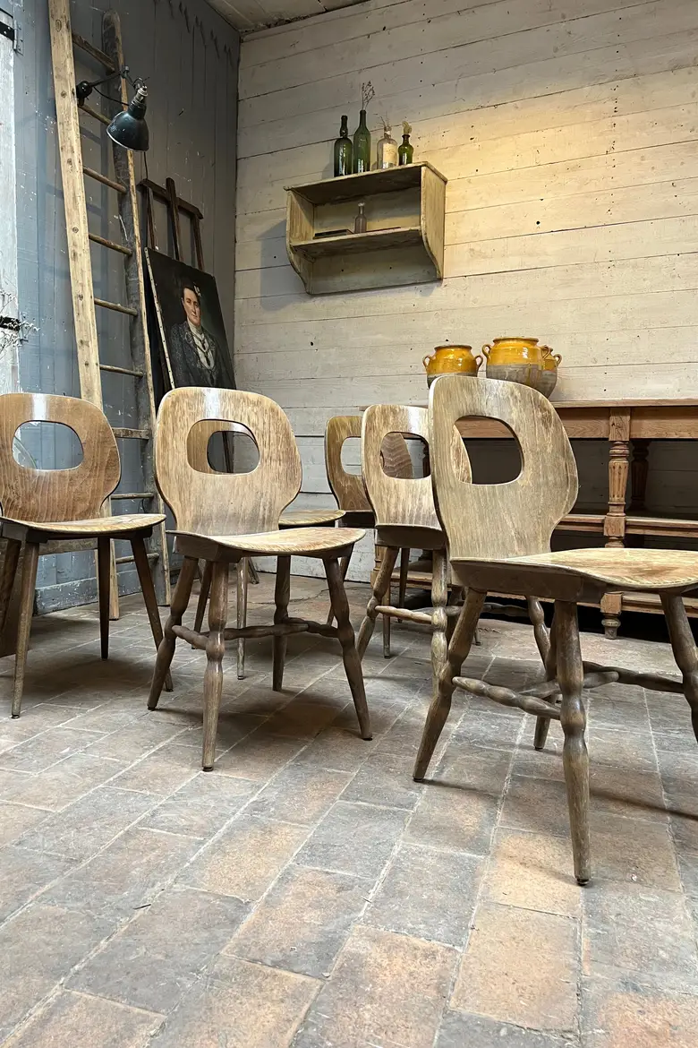 Lot de 6 chaises de bistrot Baumann Années 60