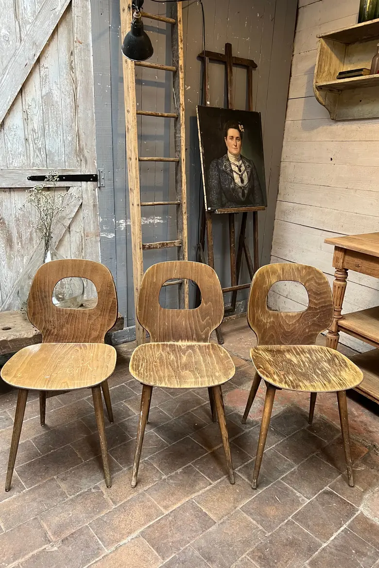 Lot de 6 chaises de bistrot Baumann Années 60