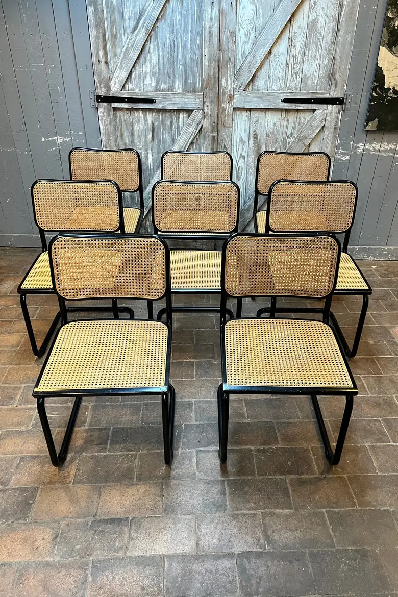 Lot de 8 chaises Cesca de Marcel Breuer Années 70