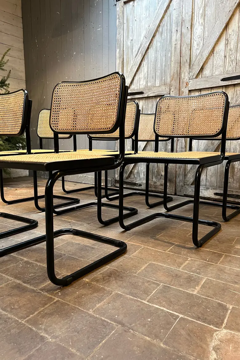 Lot de 8 chaises Cesca de Marcel Breuer Années 70