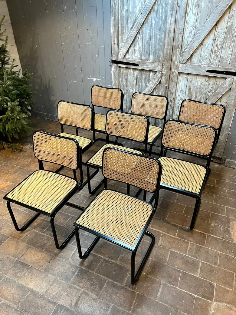 Lot de 8 chaises Cesca de Marcel Breuer Années 70