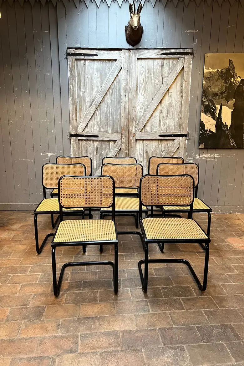 Lot de 8 chaises Cesca de Marcel Breuer Années 70