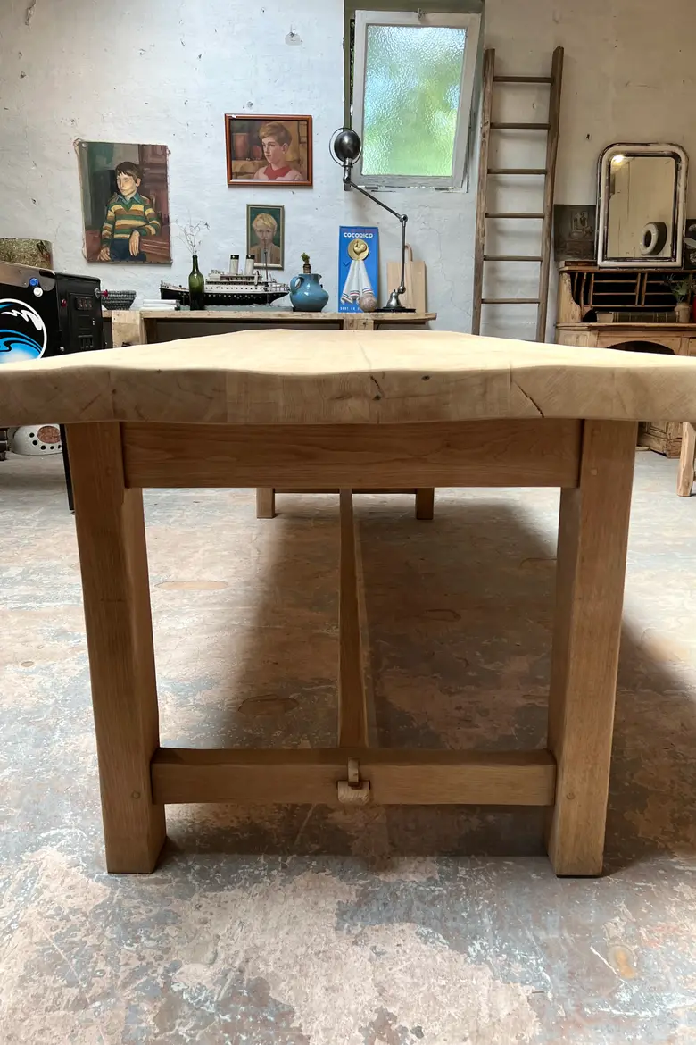 Massive table de ferme en chêne 1960