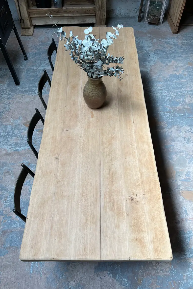 Massive table de ferme en chêne 1960