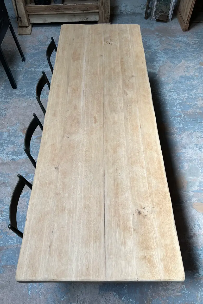 Massive table de ferme en chêne 1960