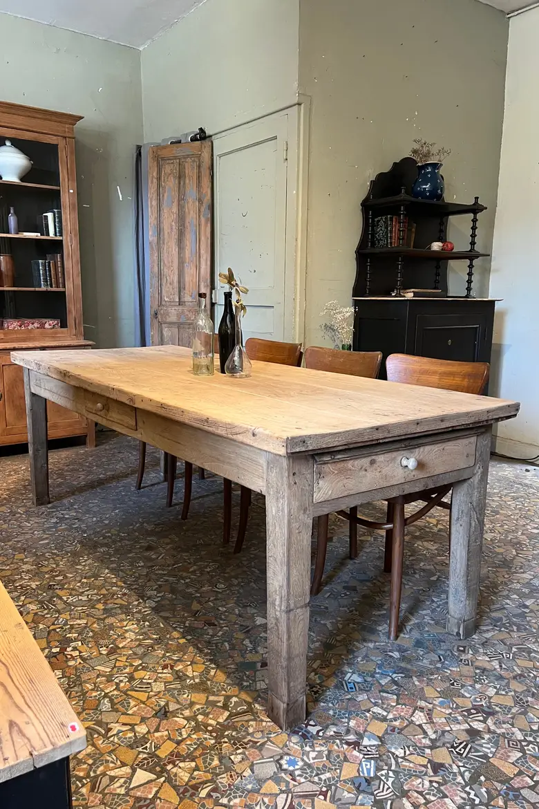 Massive table de ferme en chêne Début XXème