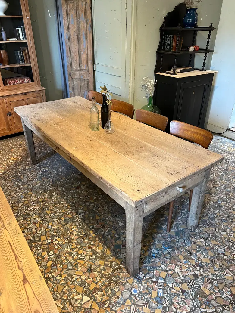 Massive table de ferme en chêne Début XXème