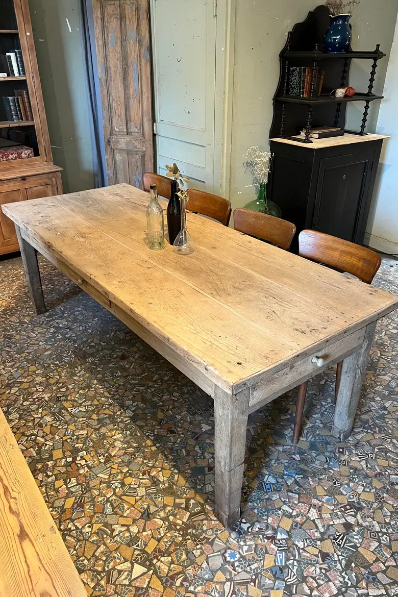 Massive table de ferme en chêne Début XXème