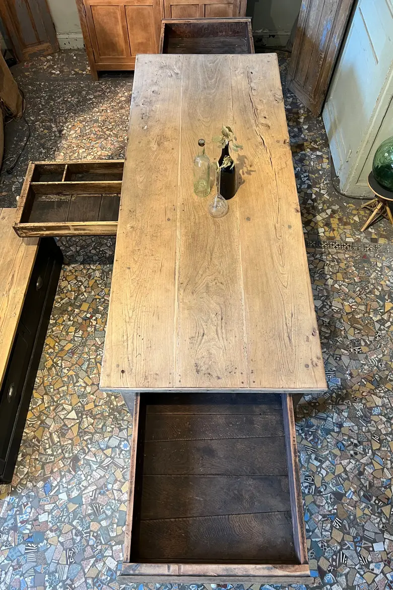 Massive table de ferme en chêne Début XXème