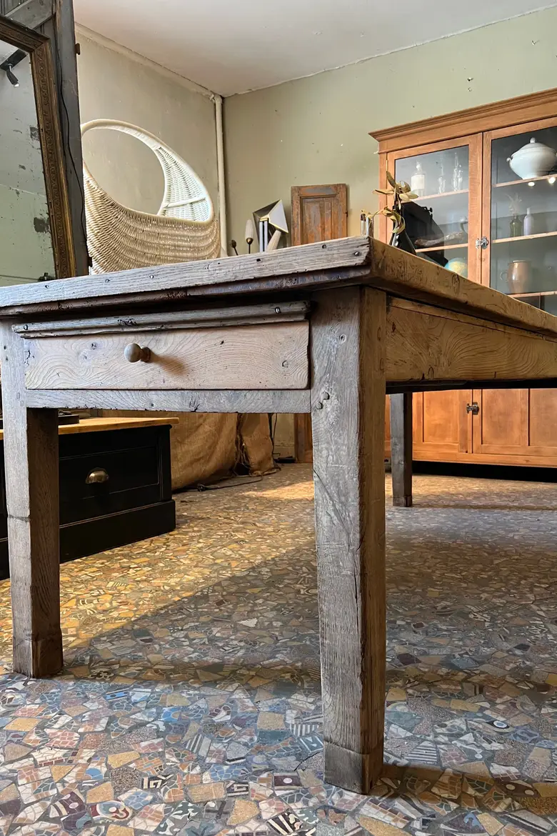 Massive table de ferme en chêne Début XXème