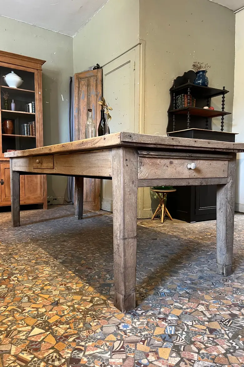 Massive table de ferme en chêne Début XXème