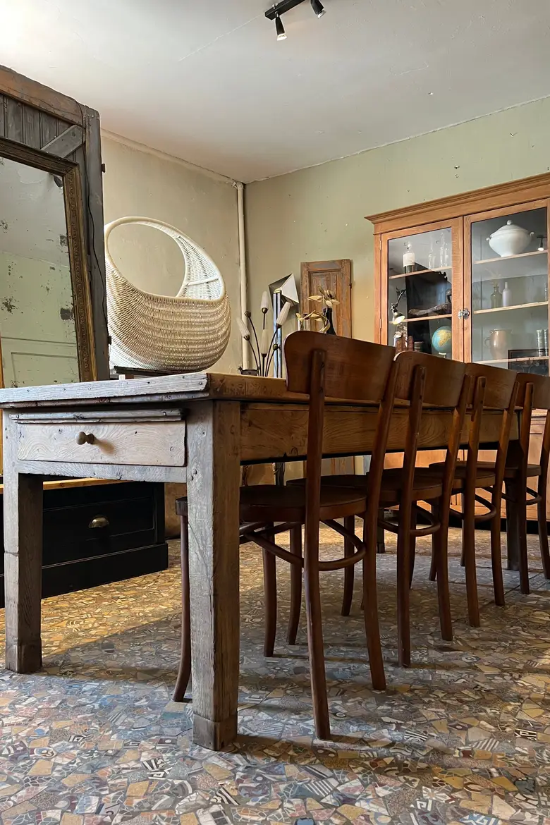 Massive table de ferme en chêne Début XXème