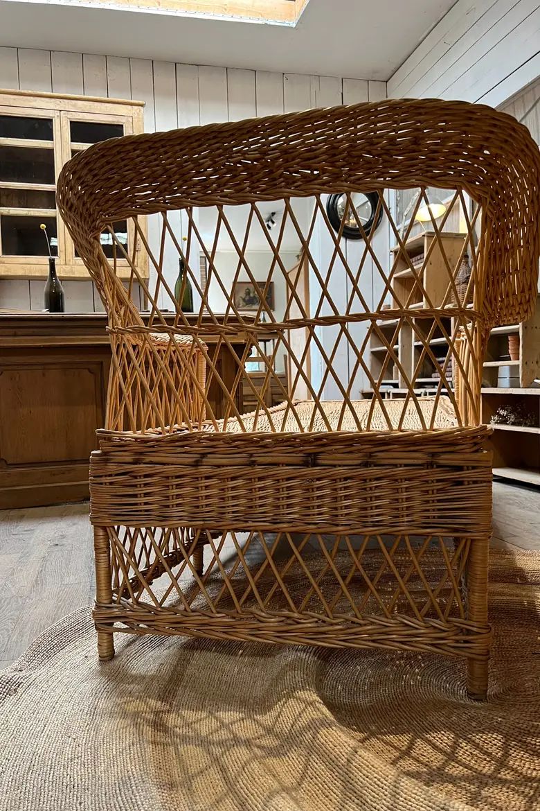 Méridienne en rotin Années 60