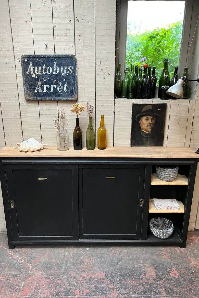 Meuble arrière de comptoir en bois Début XXème