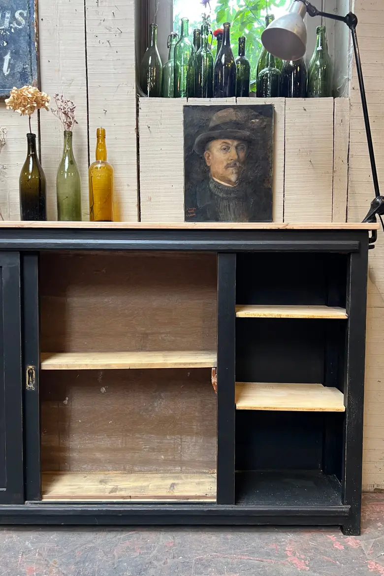 Meuble arrière de comptoir en bois Début XXème