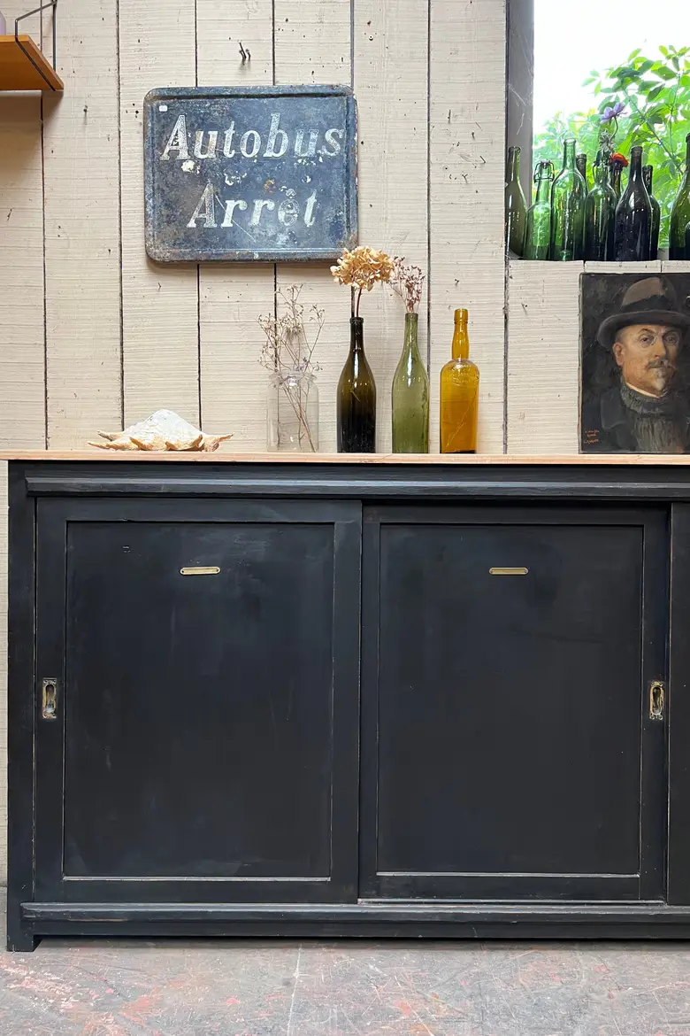 Meuble arrière de comptoir en bois Début XXème