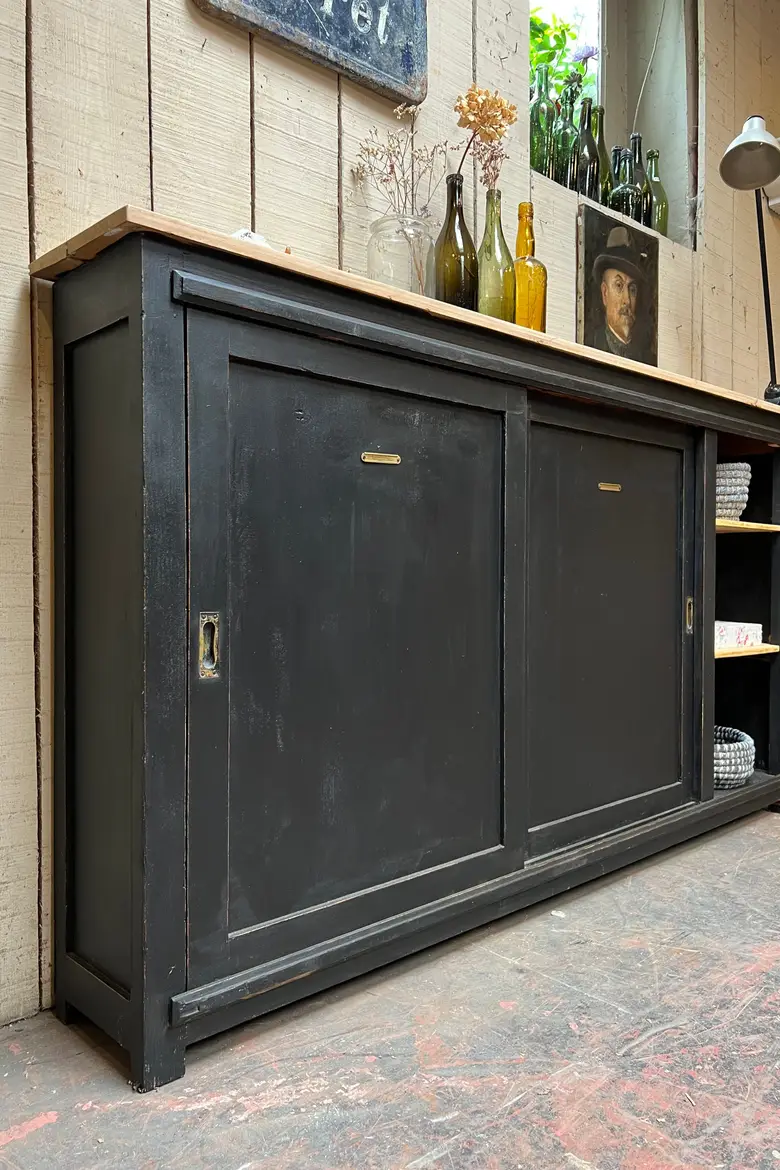 Meuble arrière de comptoir en bois Début XXème