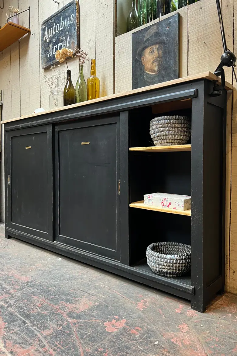 Meuble arrière de comptoir en bois Début XXème