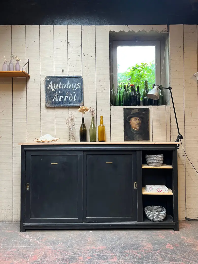 Meuble arrière de comptoir en bois Début XXème