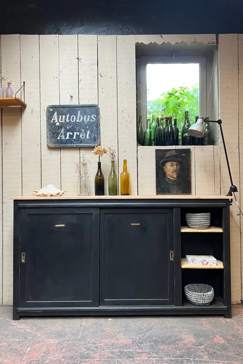 Meuble arrière de comptoir en bois Début XXème