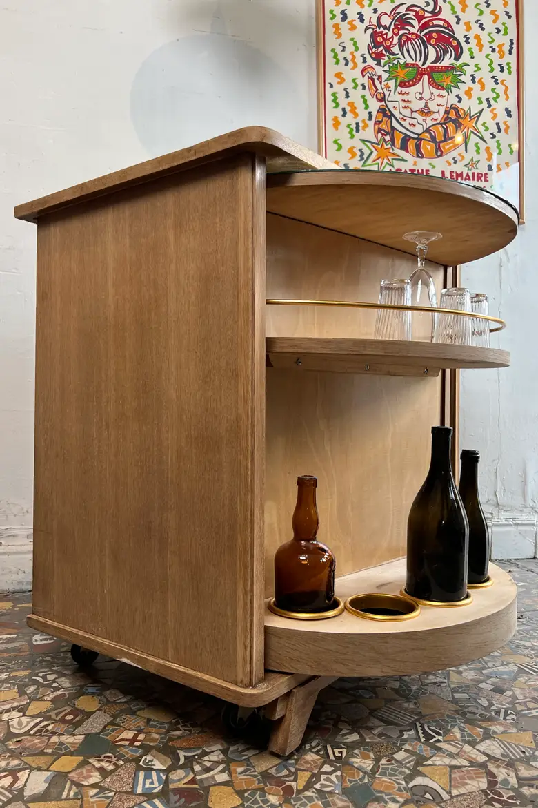 Meuble bar vintage en chêne