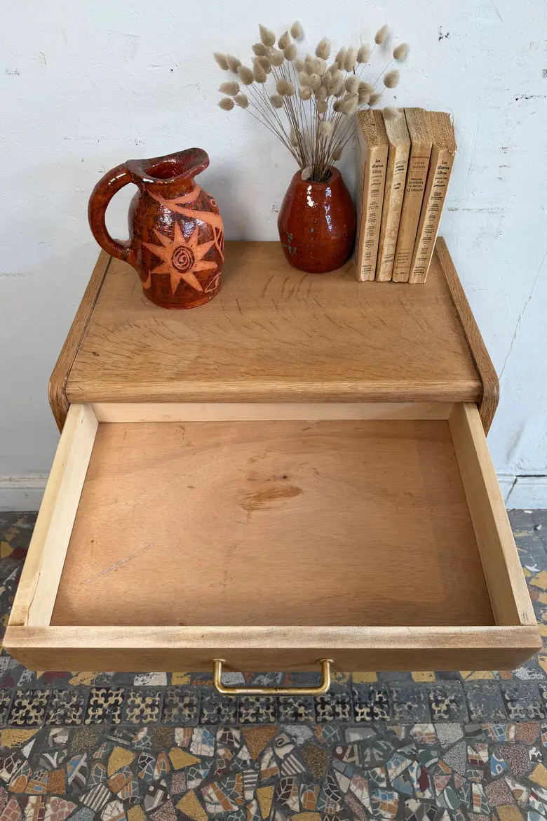 Meuble d’appoint vintage en chêne – Années 50/60