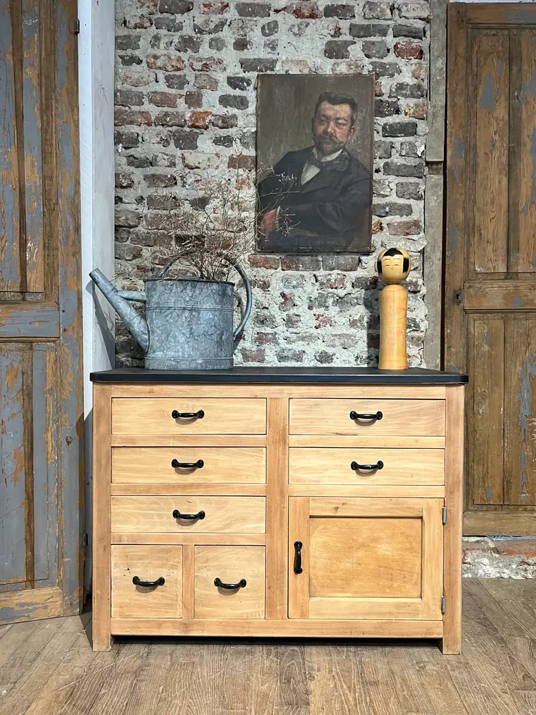 Meuble d’atelier en bois brut Années 50