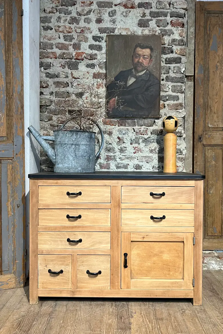 Meuble d’atelier en bois brut Années 50