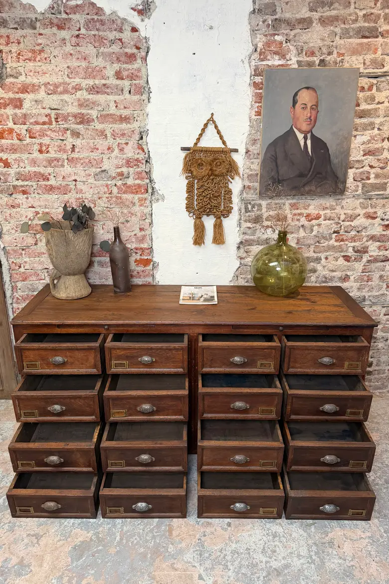 Meuble de métier à tiroirs en chêne