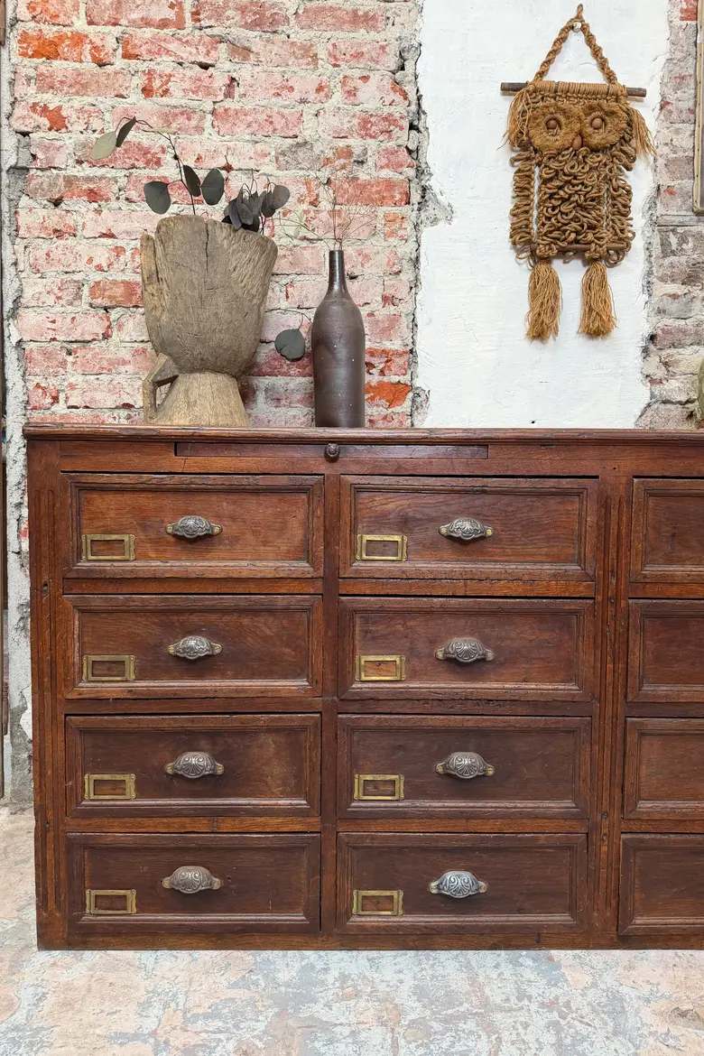 Meuble de métier à tiroirs en chêne