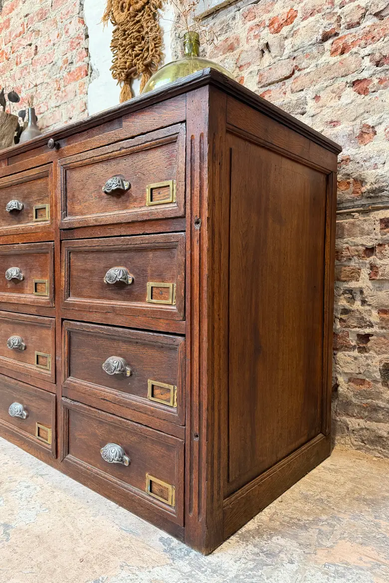 Meuble de métier à tiroirs en chêne