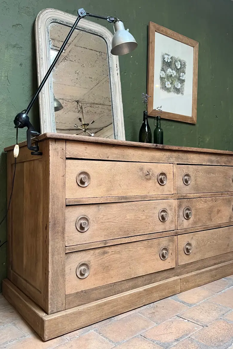 Meuble de métier à tiroirs en chêne Début XXème