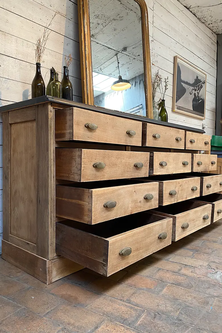 Meuble de métier à tiroirs en chêne Début XXème
