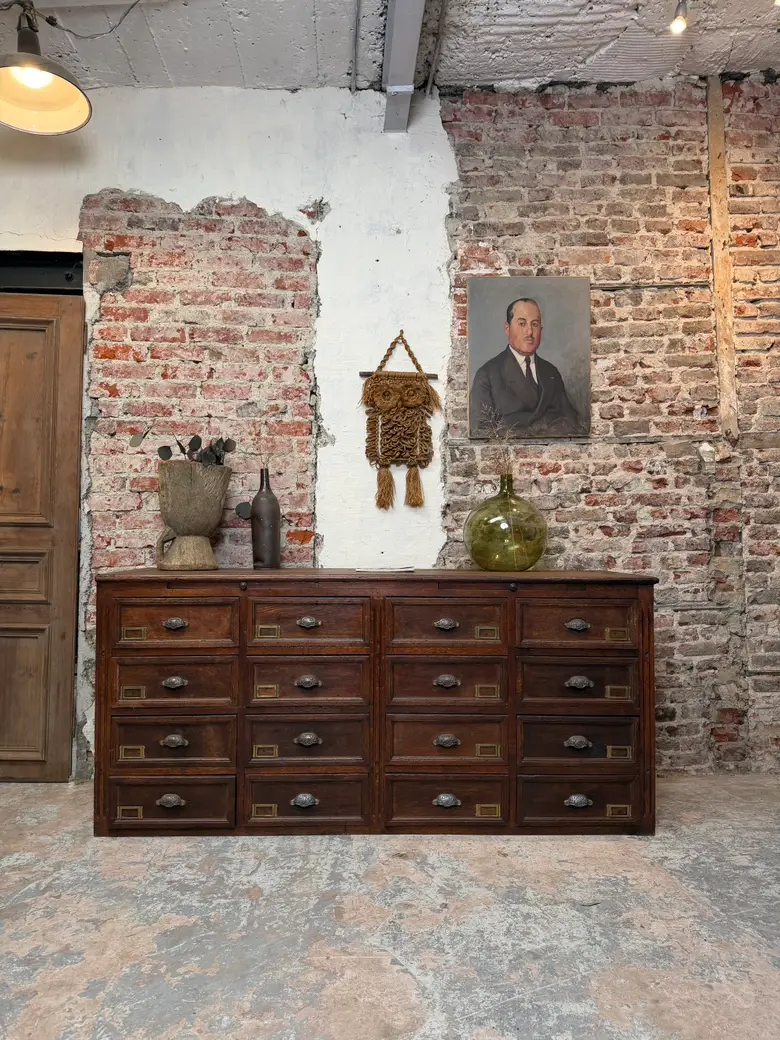 Meuble de métier à tiroirs en chêne